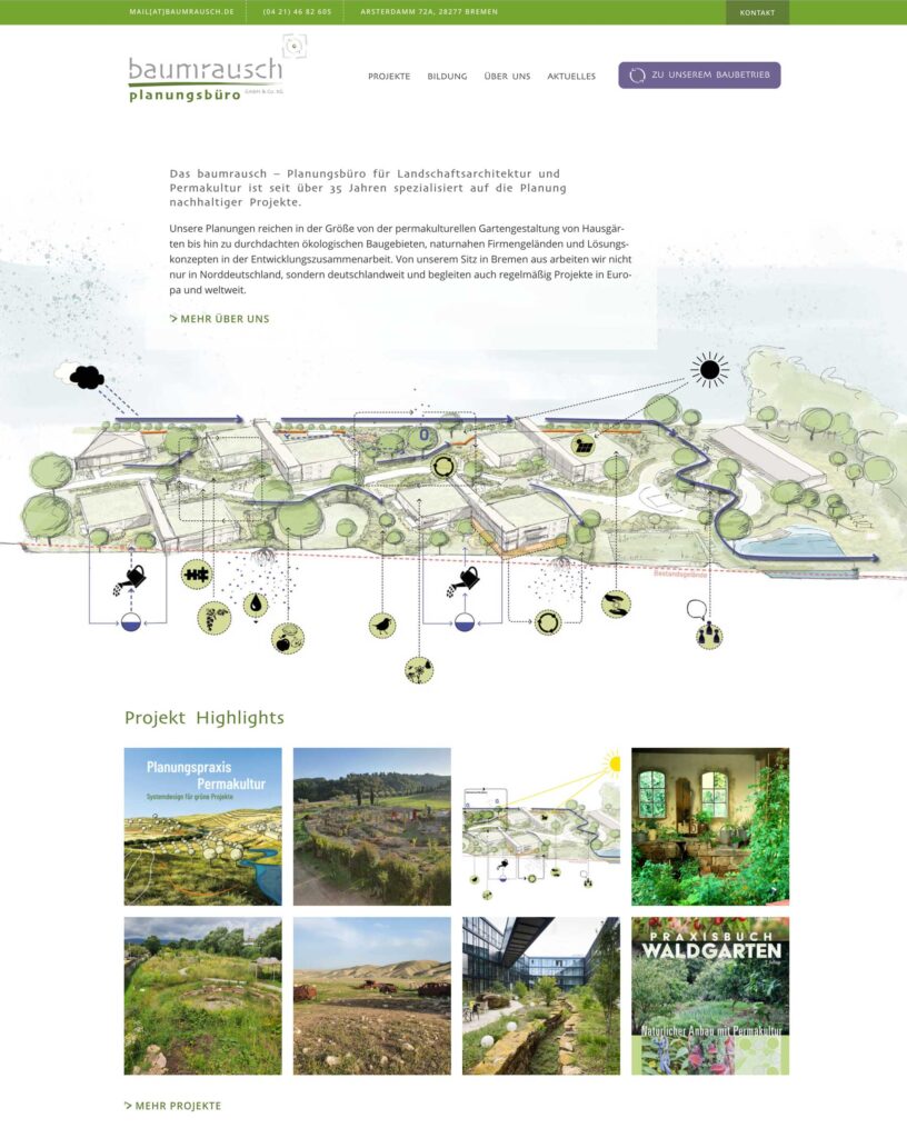 Webdesign Landschaftsarchitektur Planungsbüro / Jana Wiescholek Grafik- und webdesignerin Bremen