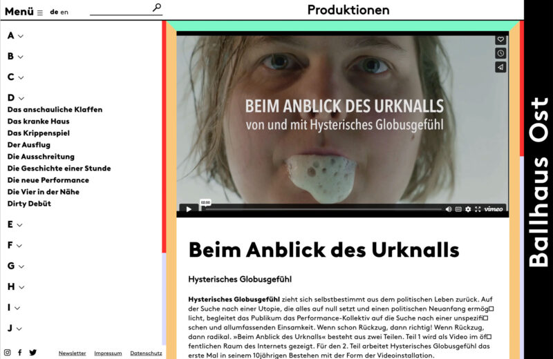 Webdesign Theater Berlin Programmkalener Entwicklung - Jana Wiescholek