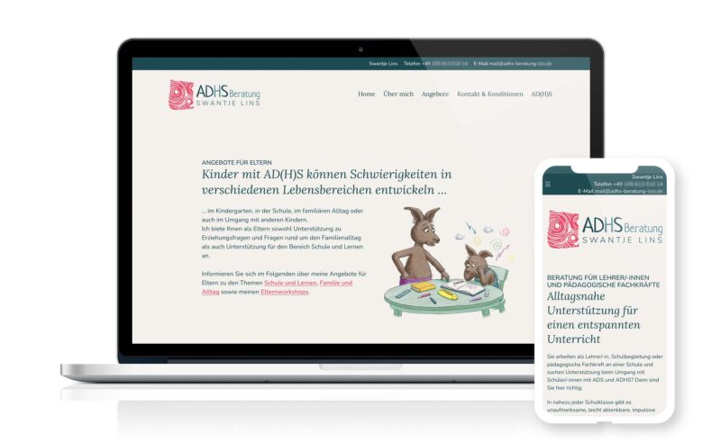 Logo Gestaltung und Webdesign für eine ADHS Beratungstselle für Eltern und Lehrkräfte - LAKRIZZ Design Bremen, Jana Wiescholek