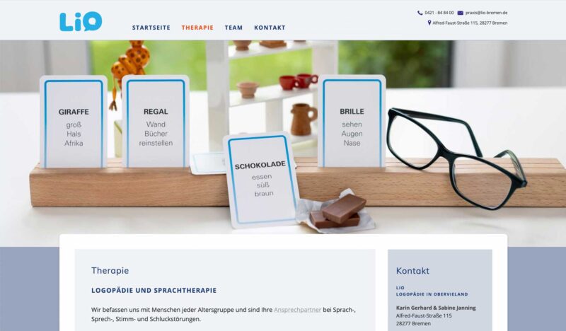 Webdesign Logopädie Logopädische Praxis Design Bremen - lakrizz - Jana Wiescholek